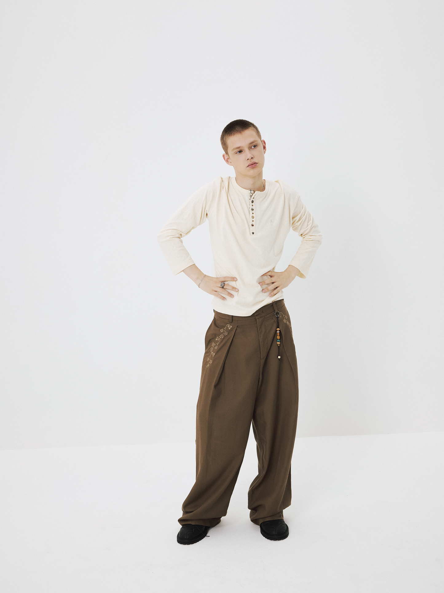 Patchwork Button T-Shirt