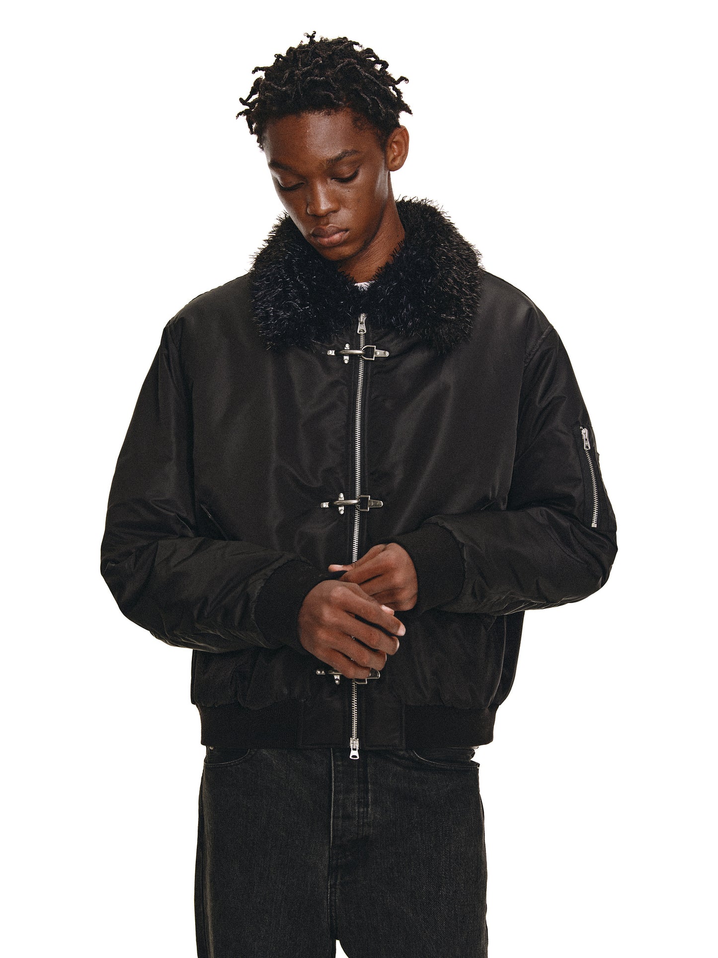 Fleece Collar Bomber Jacket