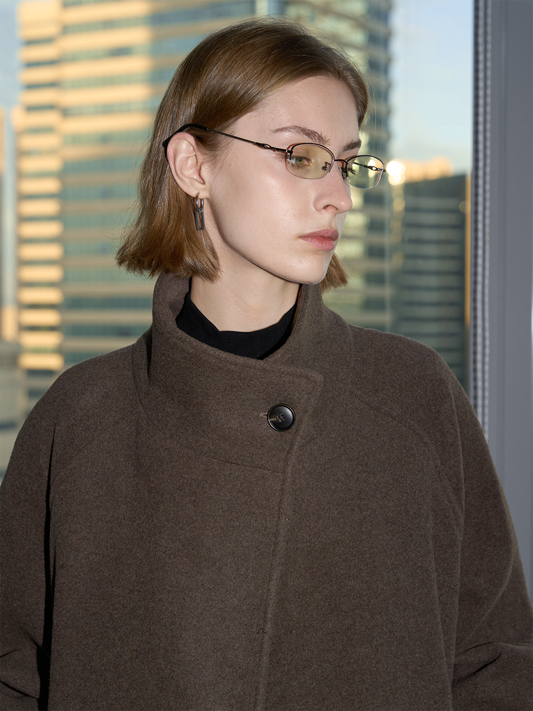 Stand Collar Wool Coat