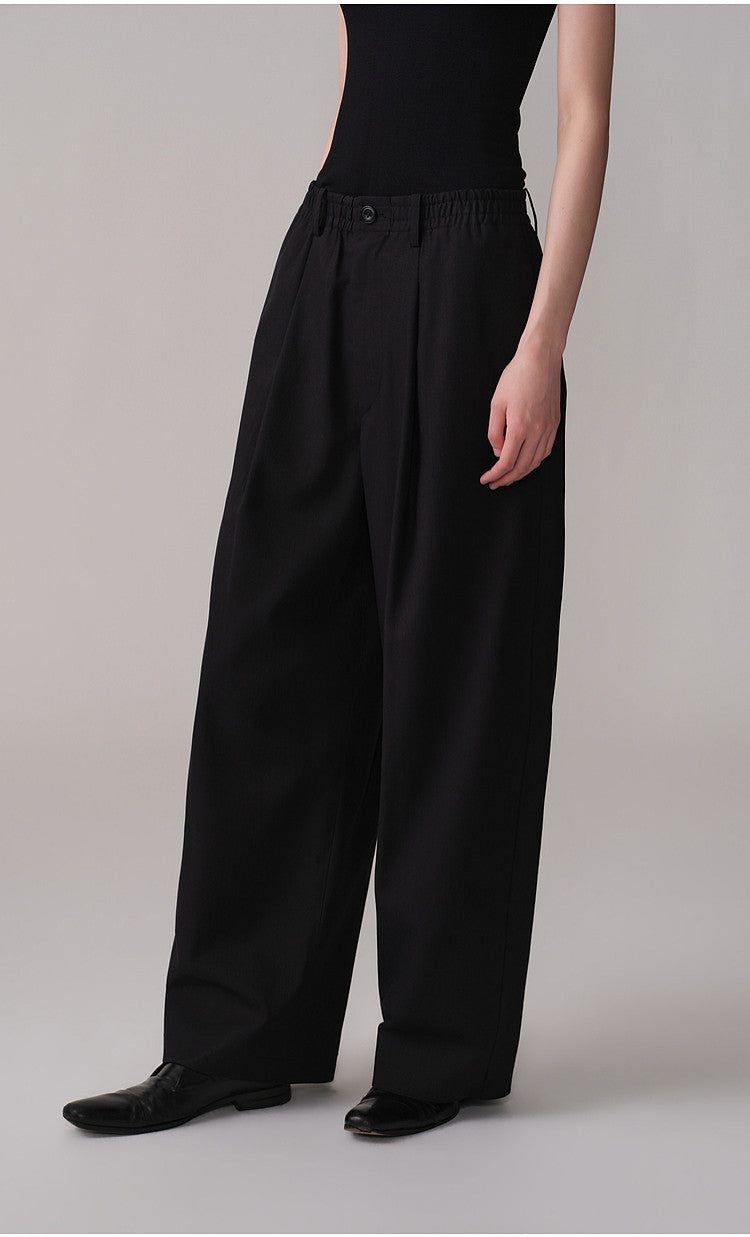 Straight-Leg Casual Pants with Elastic Waistband