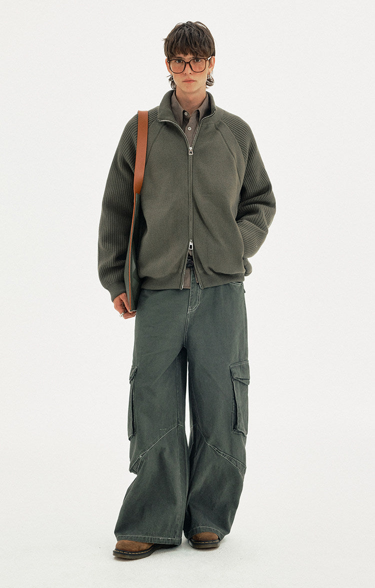 Stand Collar Knit Jacket