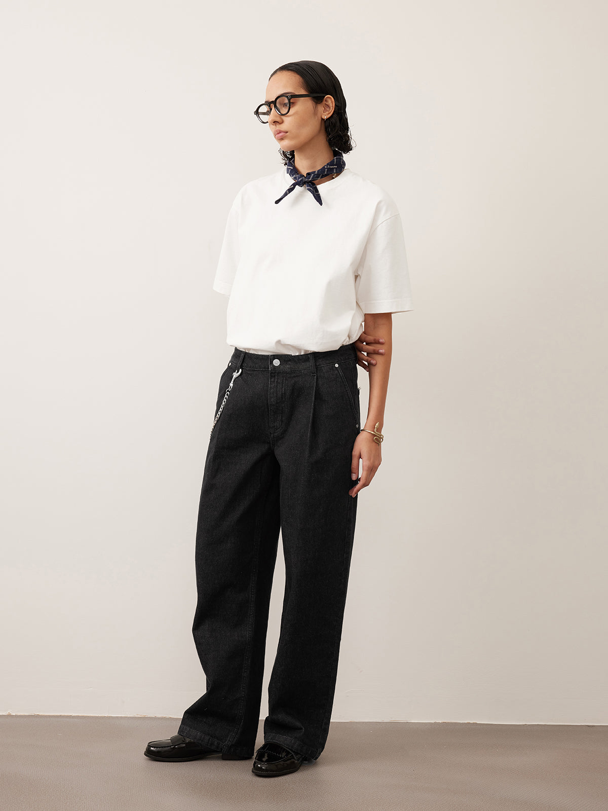 Single Pleats Loose Straight Jeans 12.25 oz.