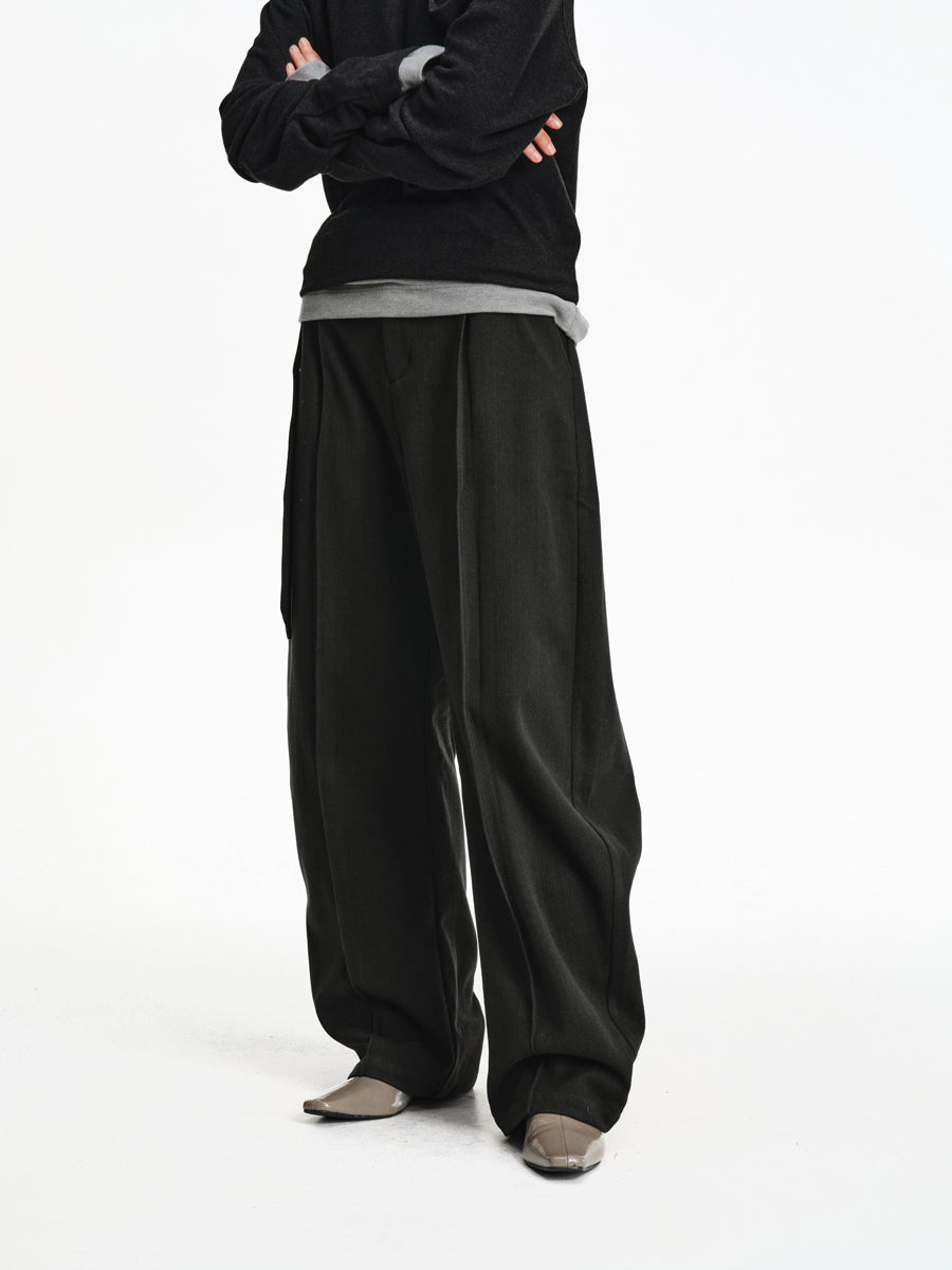 Blended Wool Straight Leg Pants