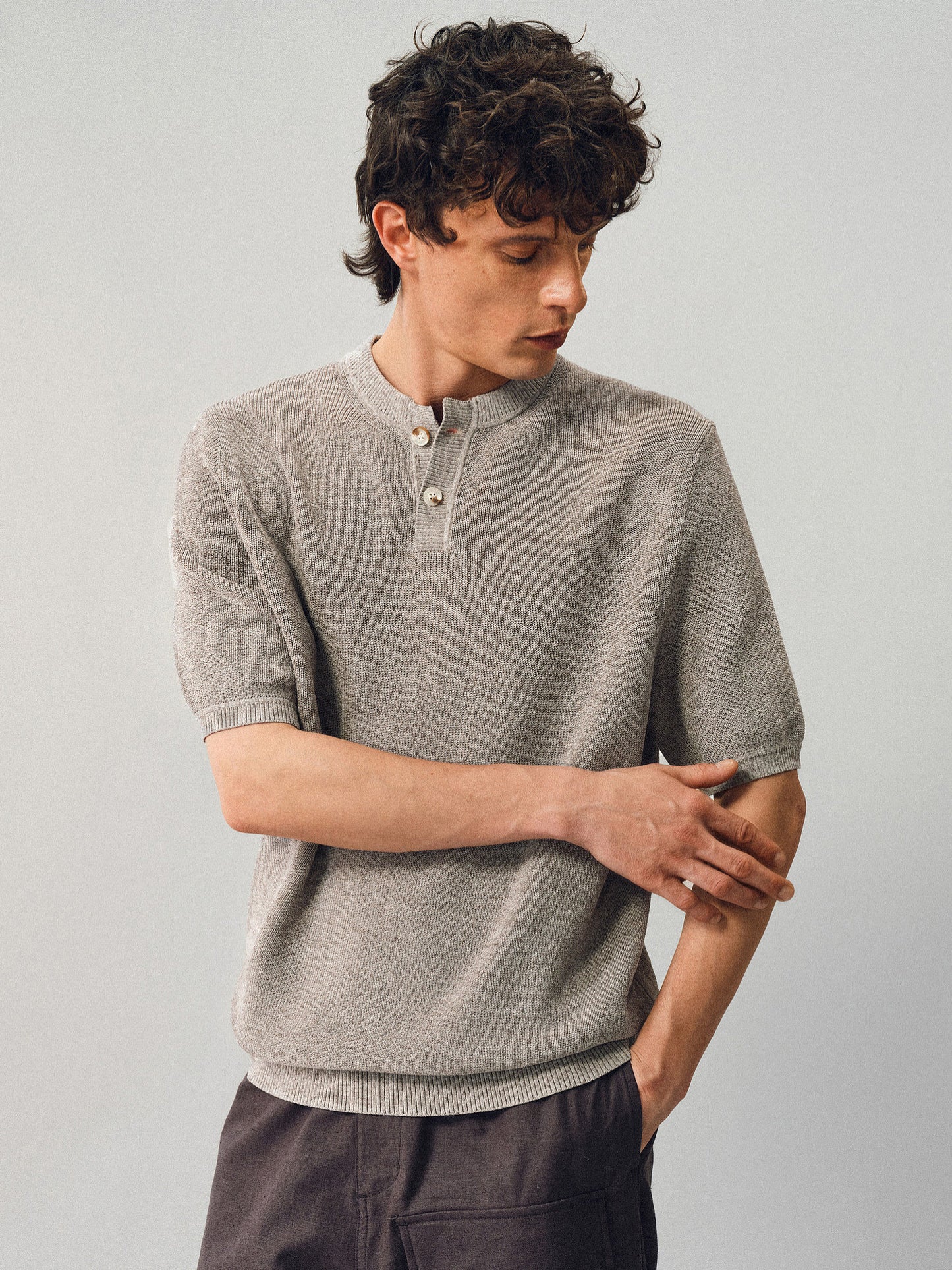 Henley Neck Linen Knit
