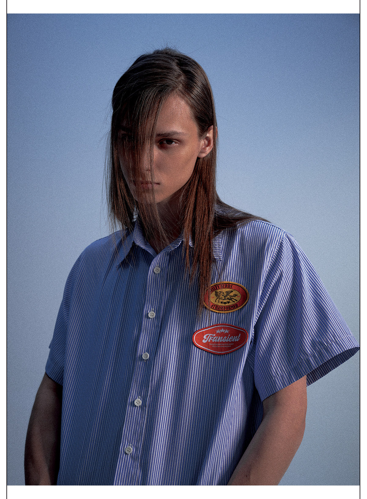 Striped Shirt with Embroidered Emblem　