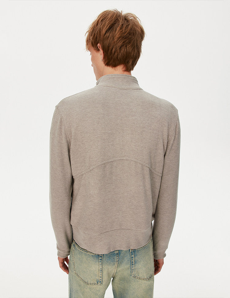Stand-collar cropped sweatshirt