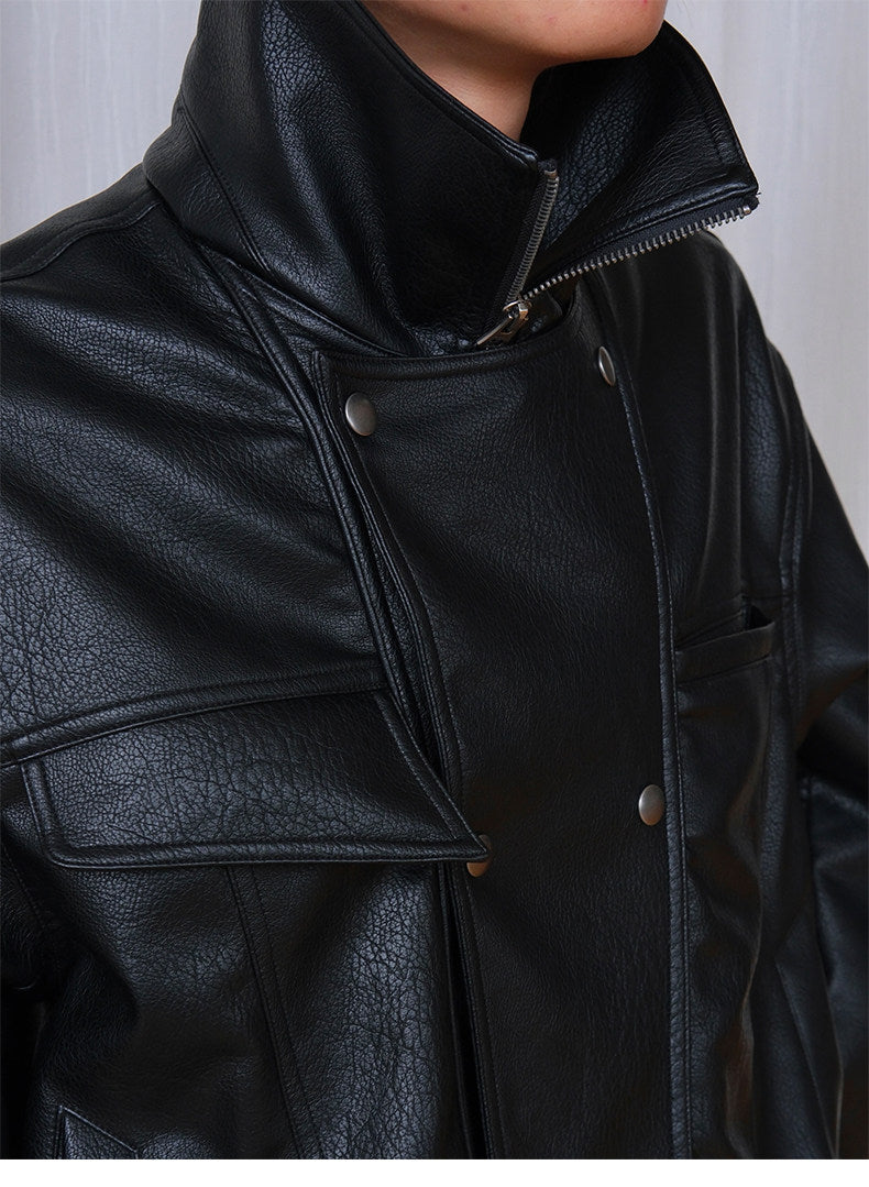 Double Collar Leather Jacket