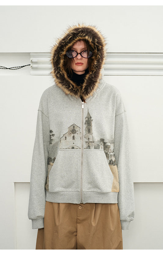 Sweatshirt with detachable collar hood