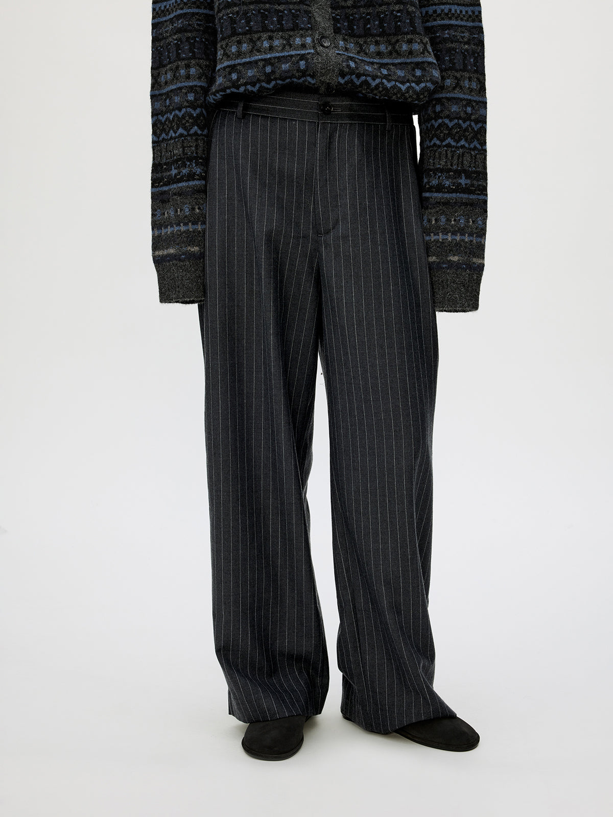 Straight-Leg Pleated Casual Pants