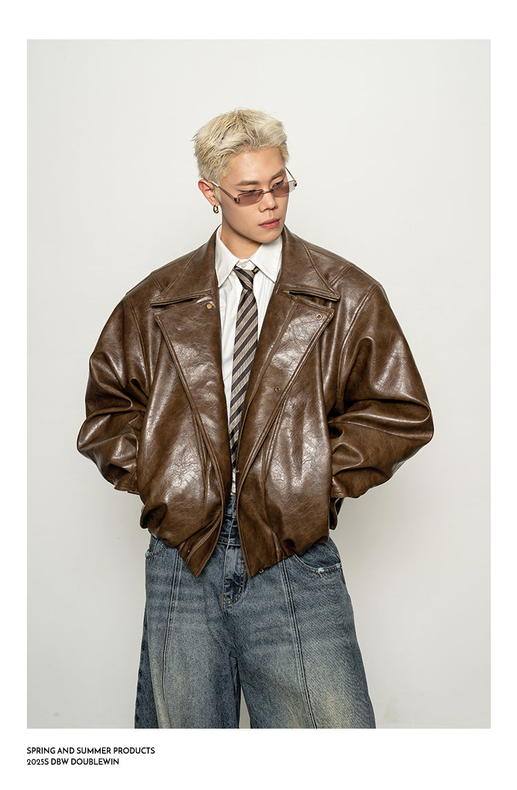 Glossy Waxed Leather Jacket