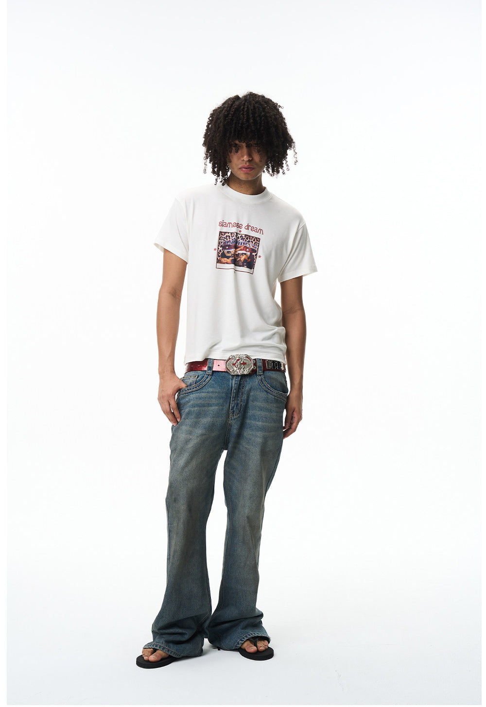 Vintage Leopard-Print Letter T-Shirt