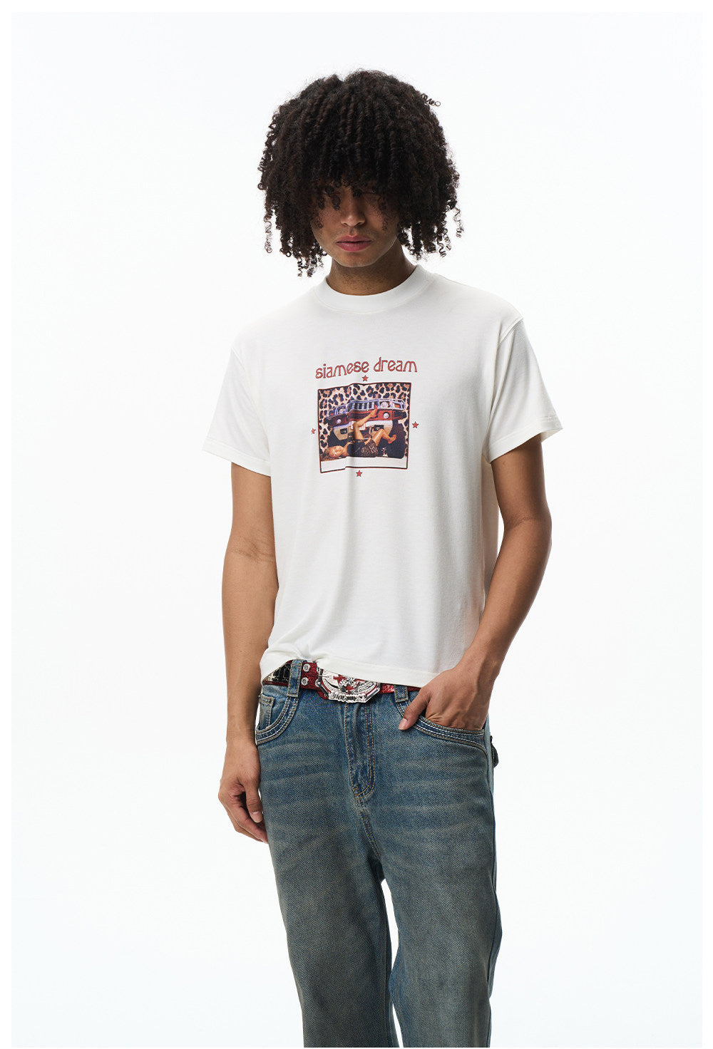 Vintage Leopard-Print Letter T-Shirt