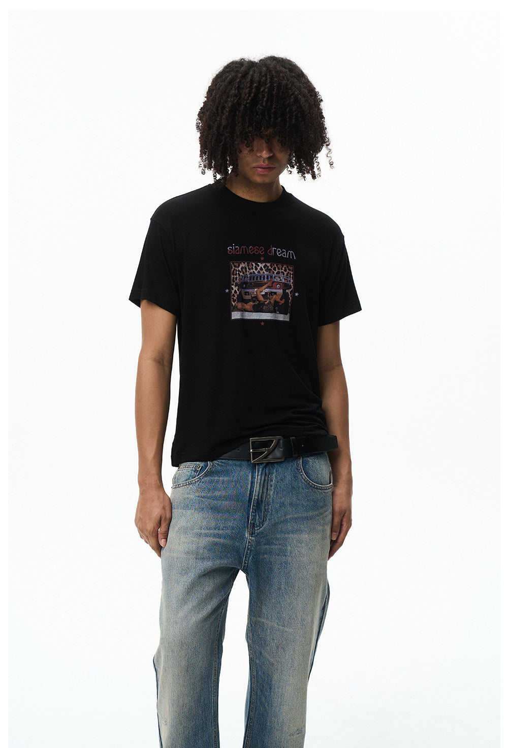 Vintage Leopard-Print Letter T-Shirt