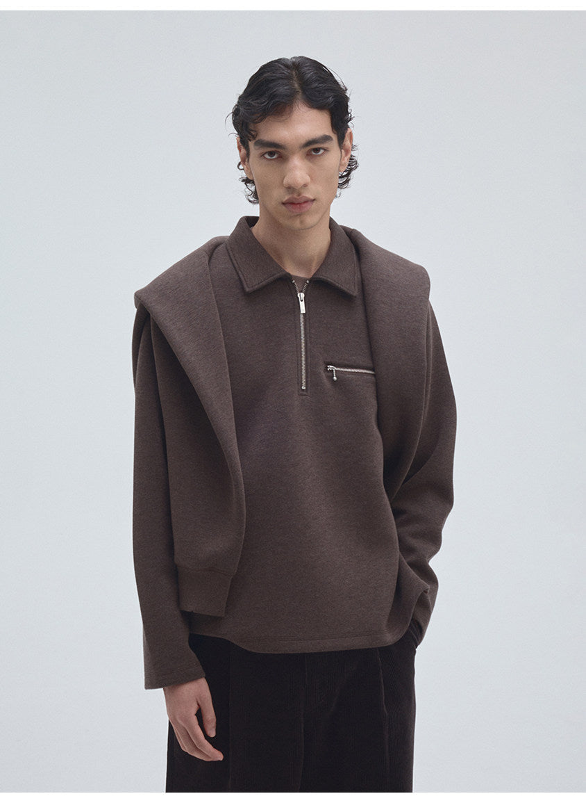 Half-Zip Pullover Sweatshirt with Pockets