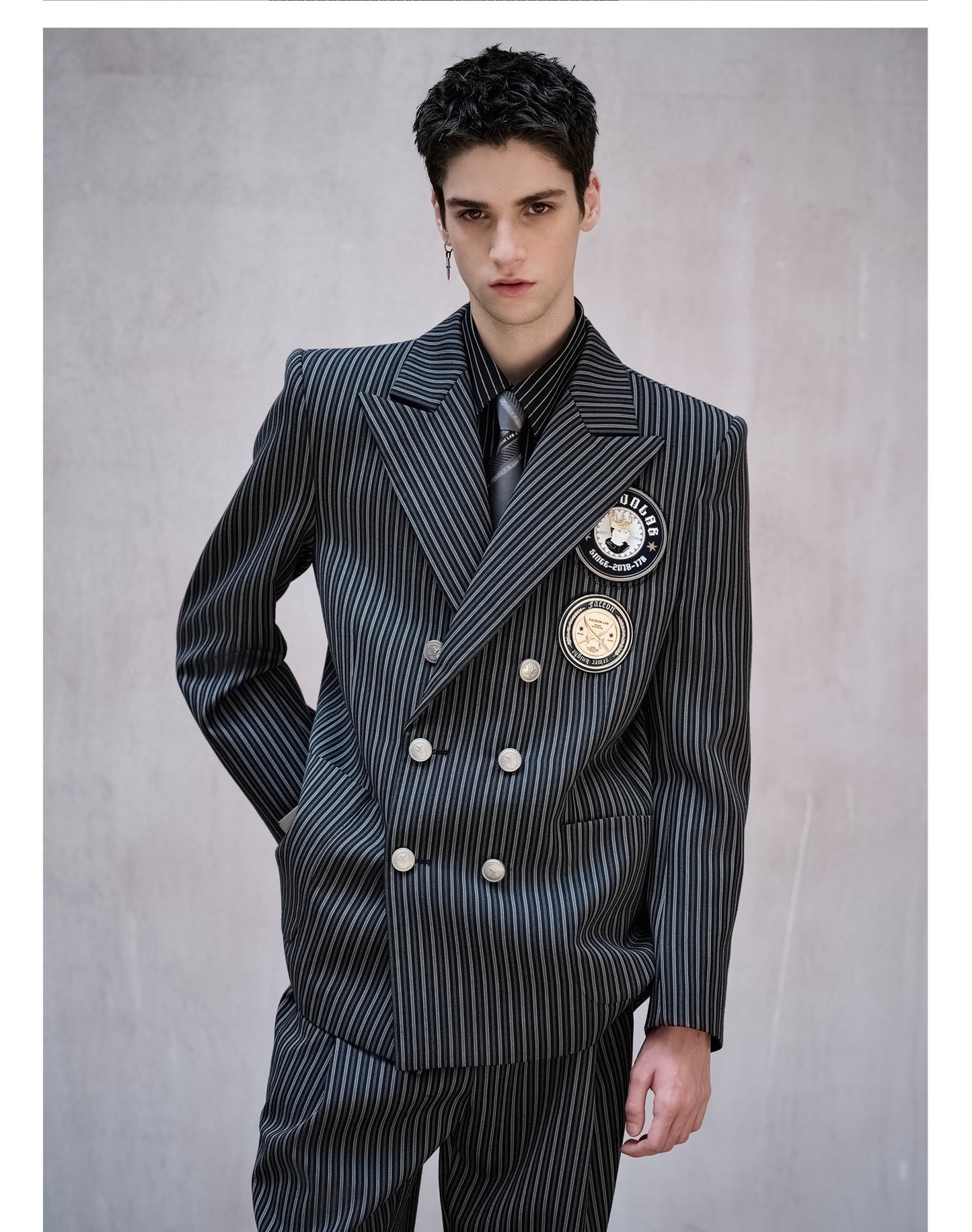 Striped Double-Breasted Jacket