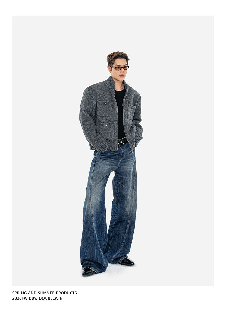 Heavyweight Sweater Jacket with Multiple Pockets