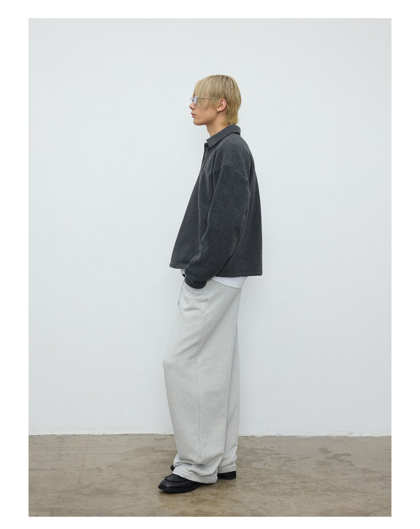 Double-sided fleece collar polo shirt