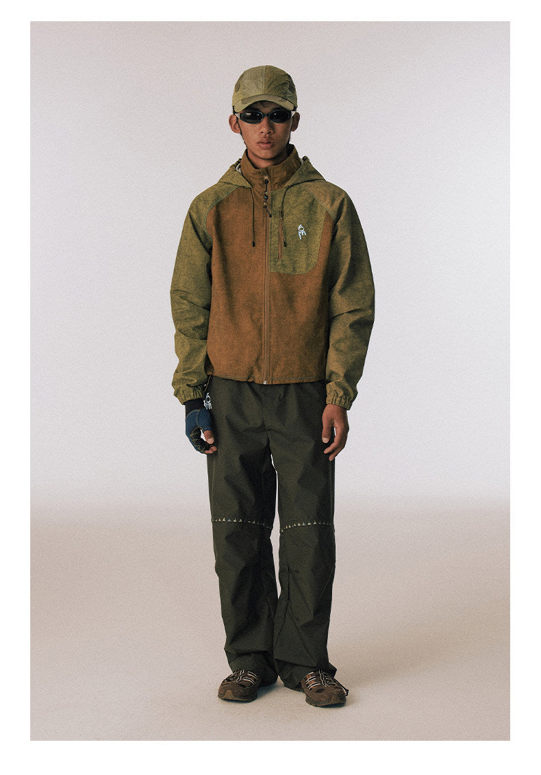 Water-repellent nylon hooded jacket