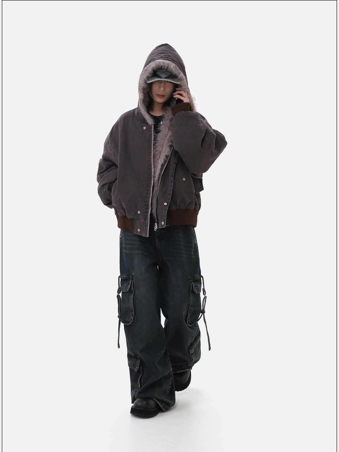 Wash-Damaged Heavyweight Hooded Jacket