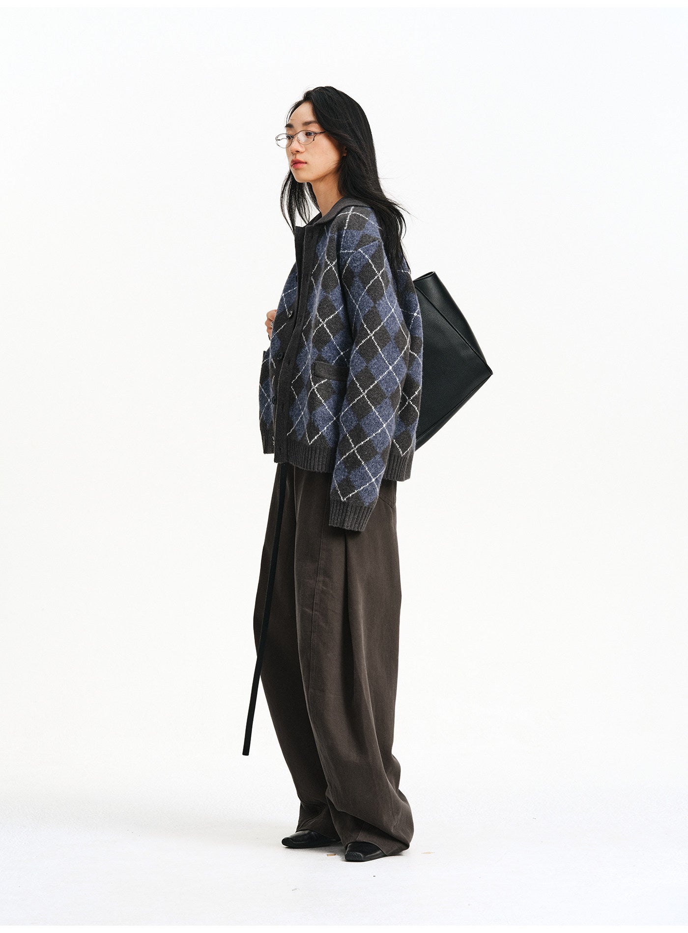 Diamond-pattern cardigan