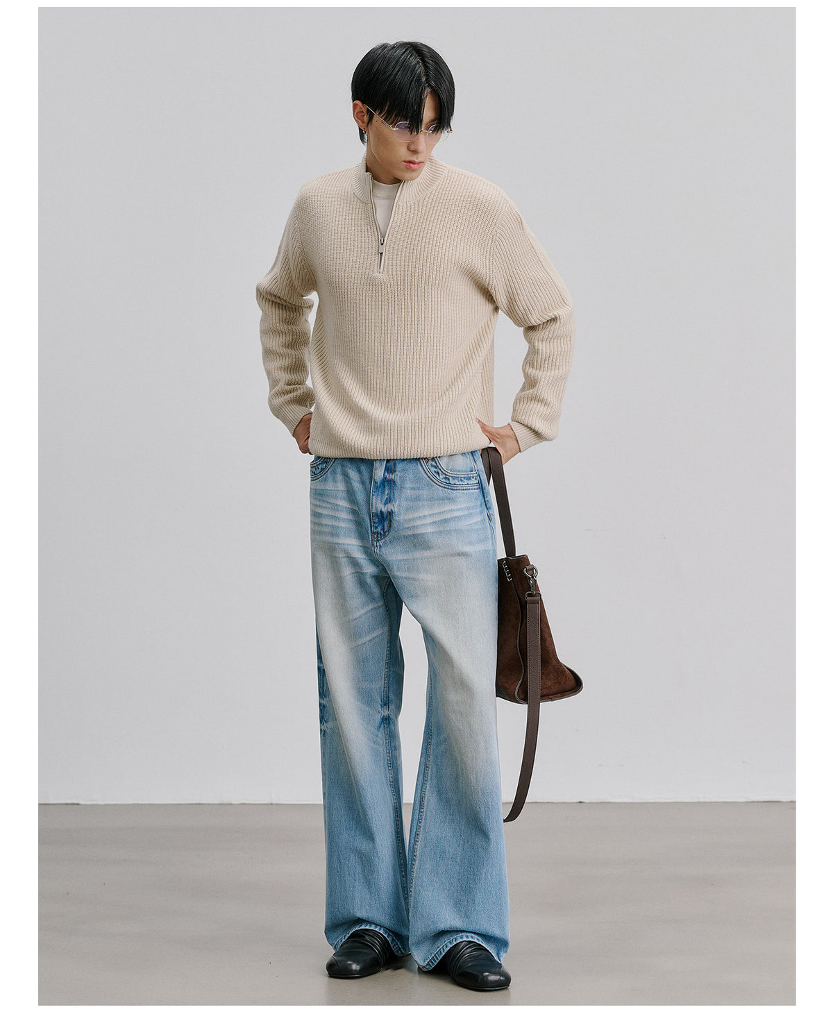 Clean-Fit Design Half-Zip Sweater