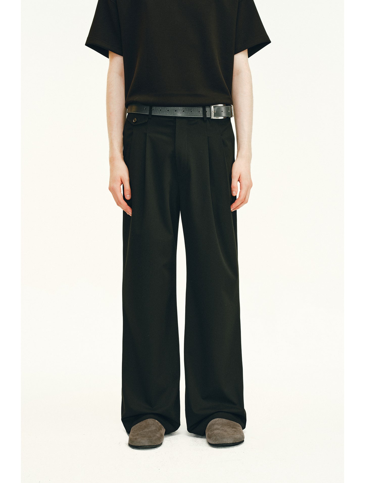 Double-Pleated Casual Pants