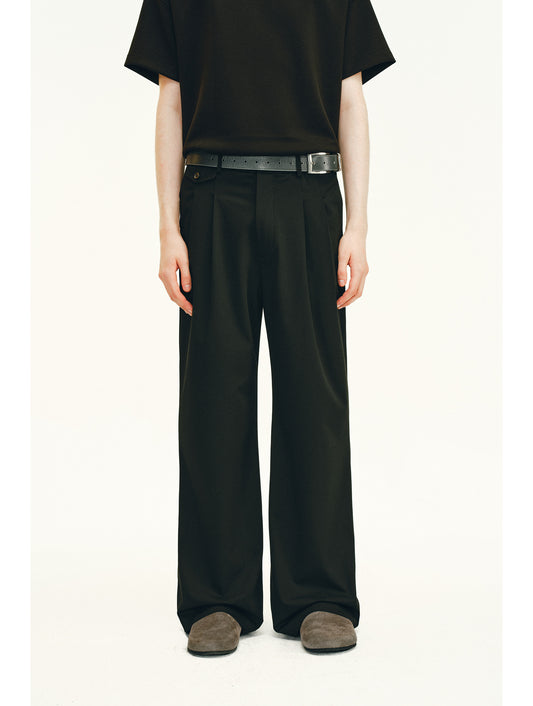 Double-Pleated Casual Pants