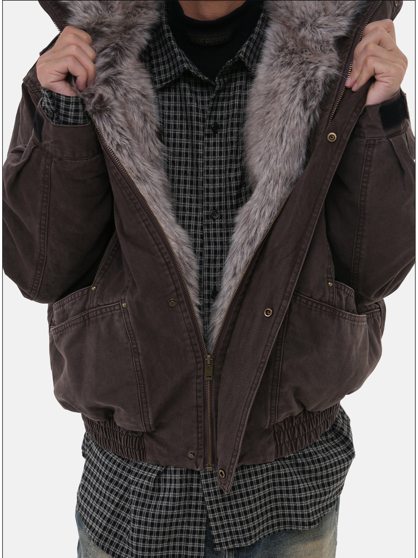 Detachable fur collar jacket