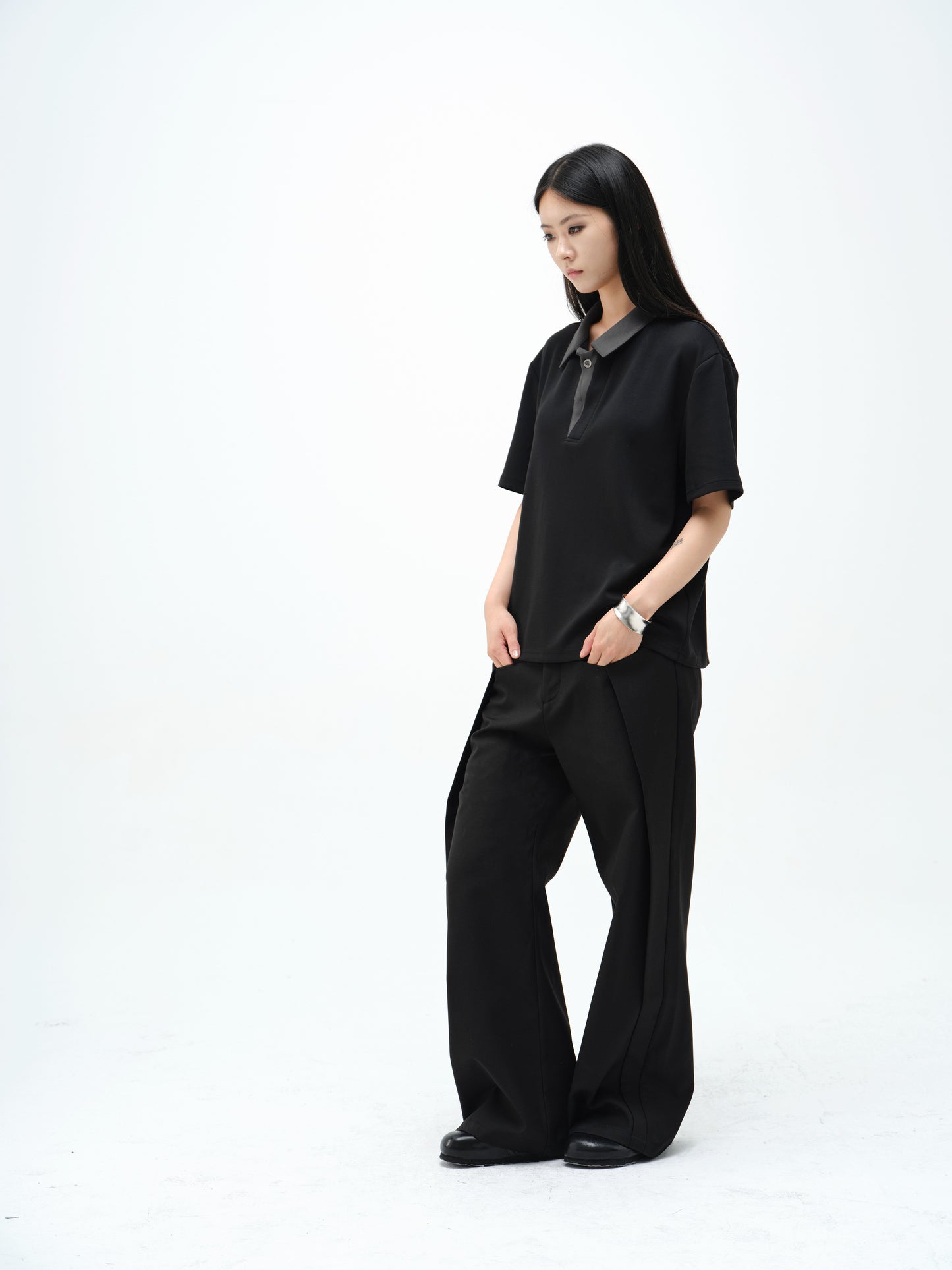 Single-button polo shirt