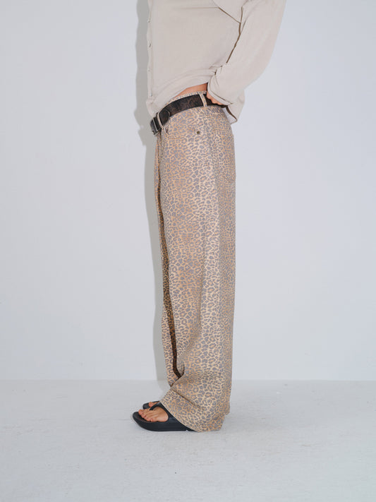 빈티지 레오파드 프린트 청바지