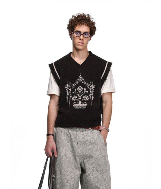 Jacquard Tassel Vest