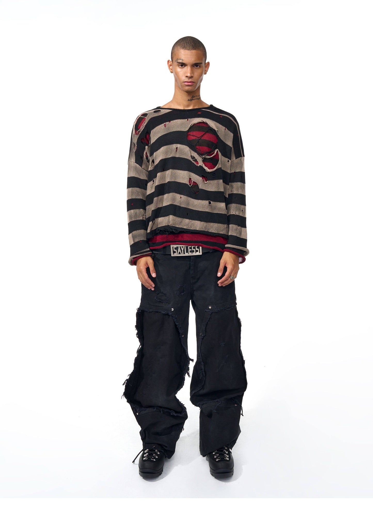 Distressed finish washed knit