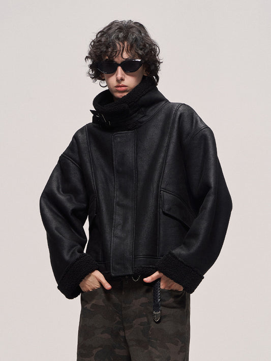 Damaged faux leather jacket