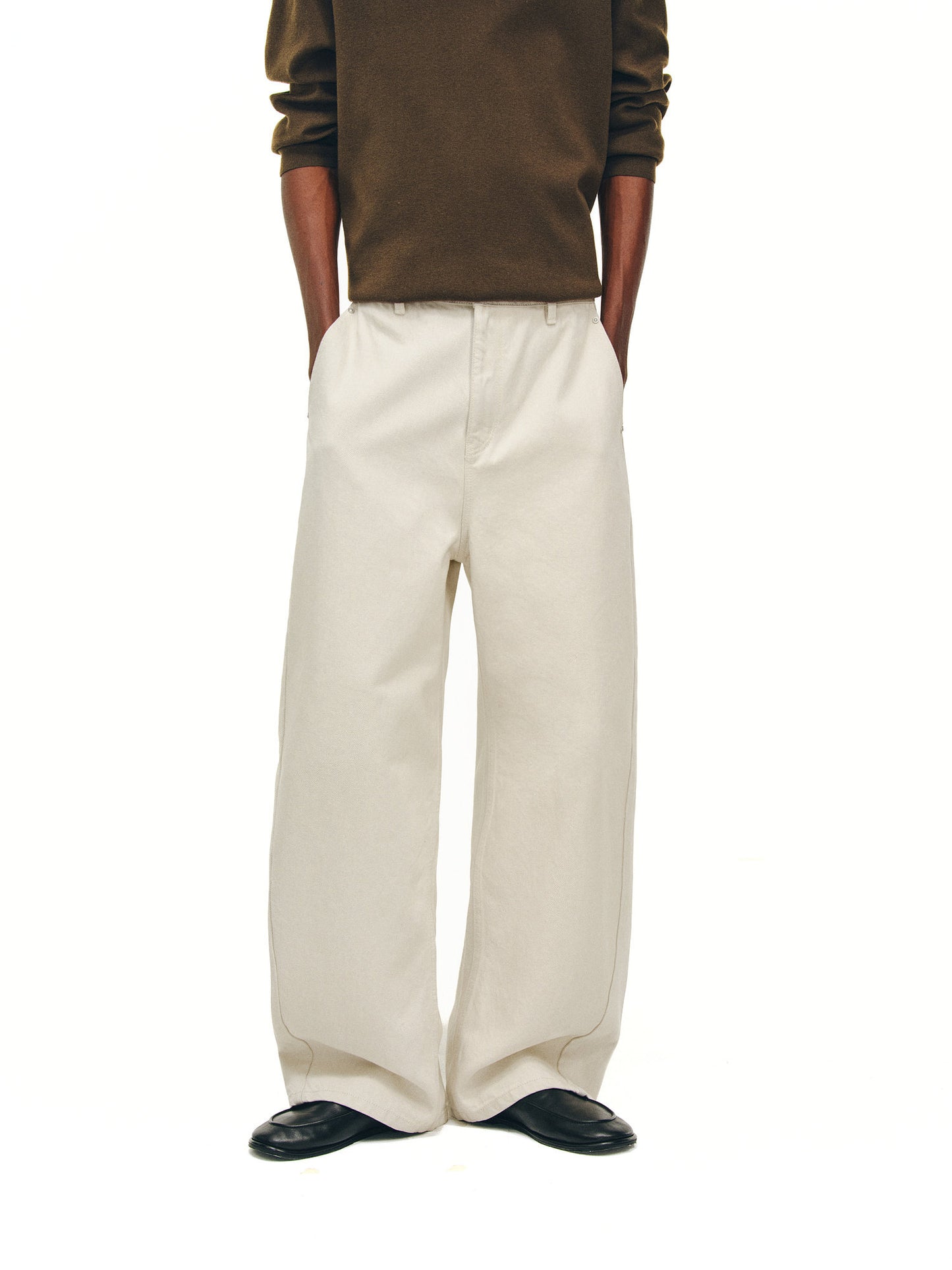 Slightly tapered cut white jeans