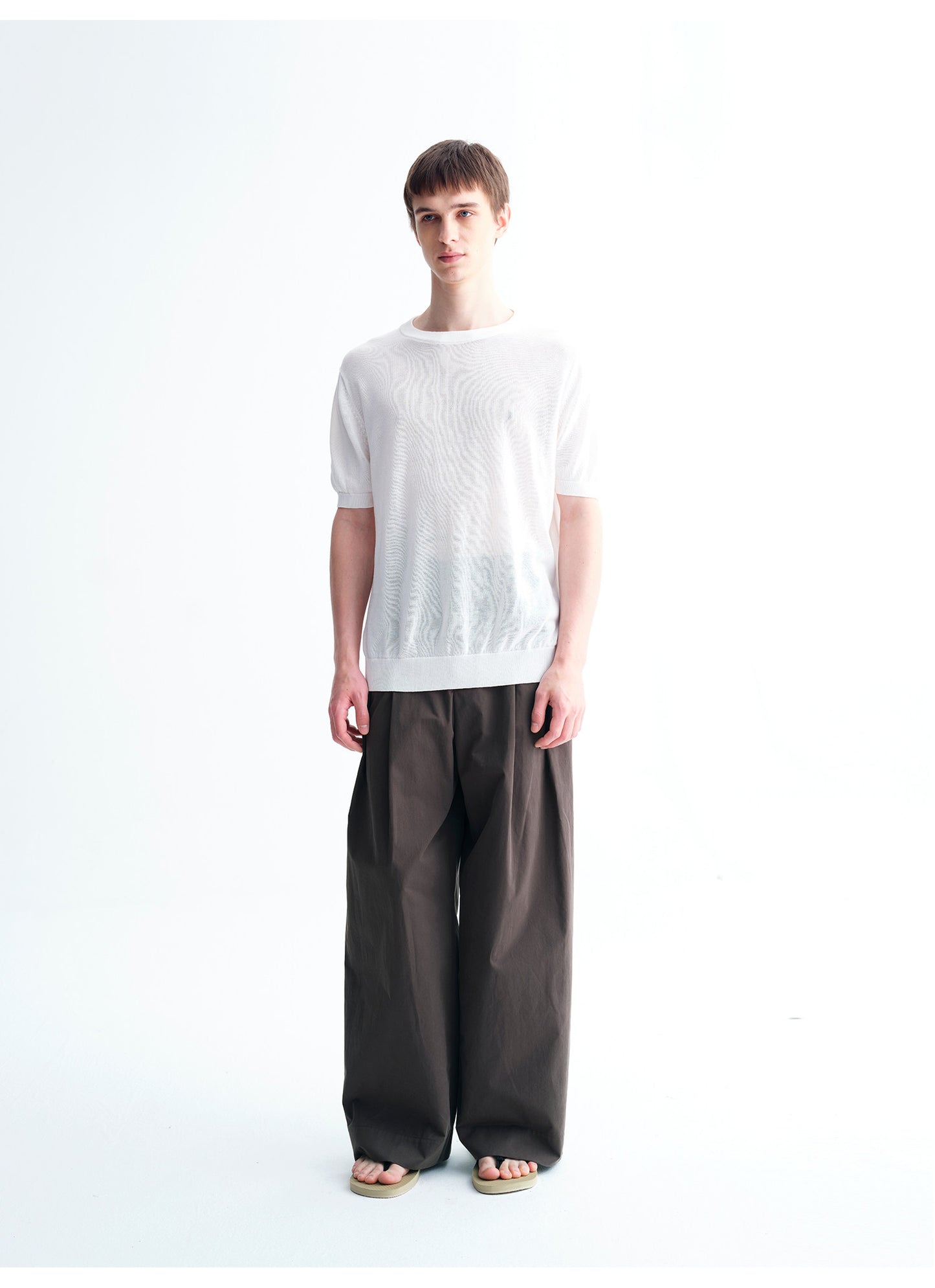 3D-Pleated Casual Wide-Leg Pants