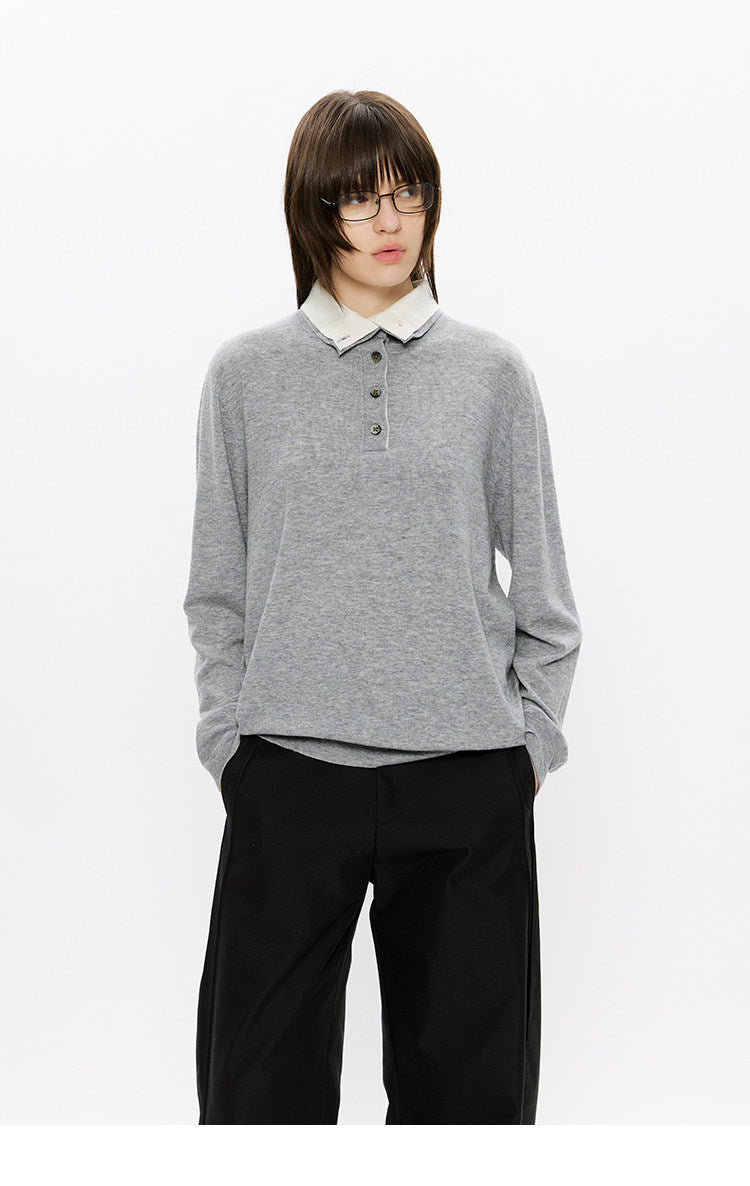 Double-Layer Stand Collar Knit