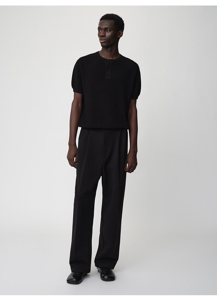 Waffle Henley Neck Knit Shirt