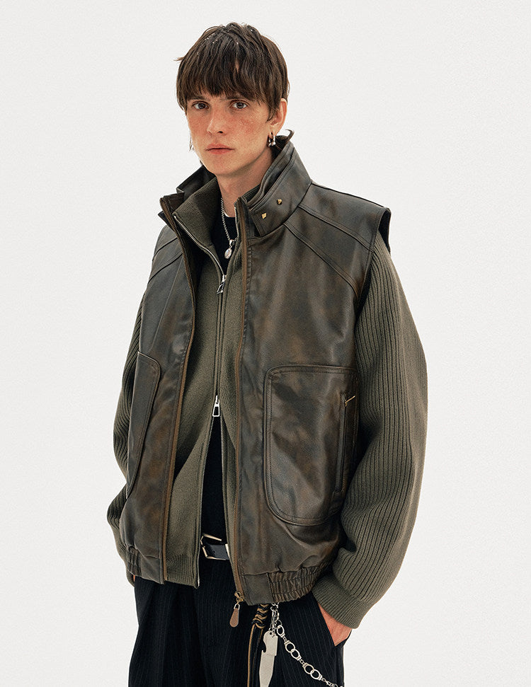 Deconstructed Design Leather Vest