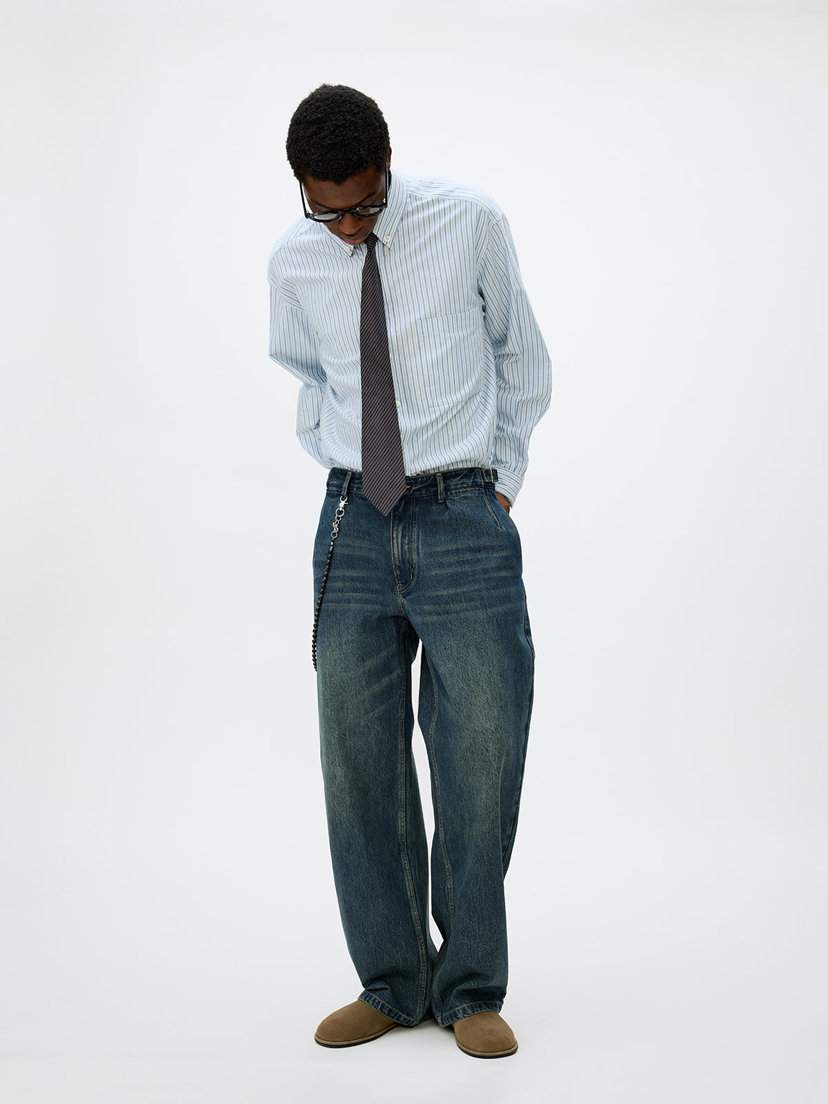 Loose Straight Leg Denim Pants