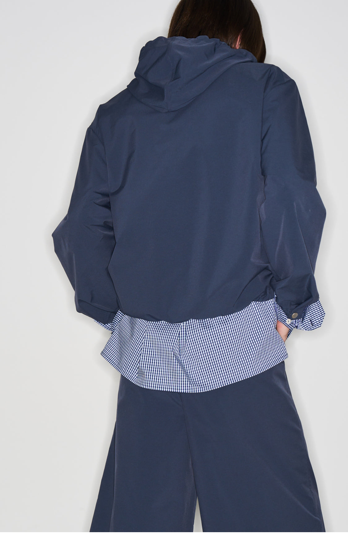 Metal Snap Button Coach Jacket with Hood