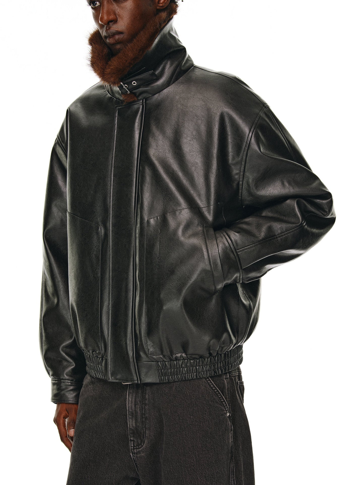 Eco-Friendly Fur Collar Jacket