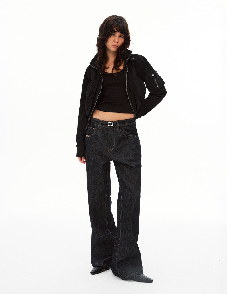 Retro Flare Slim-Fit Straight-Leg Jeans