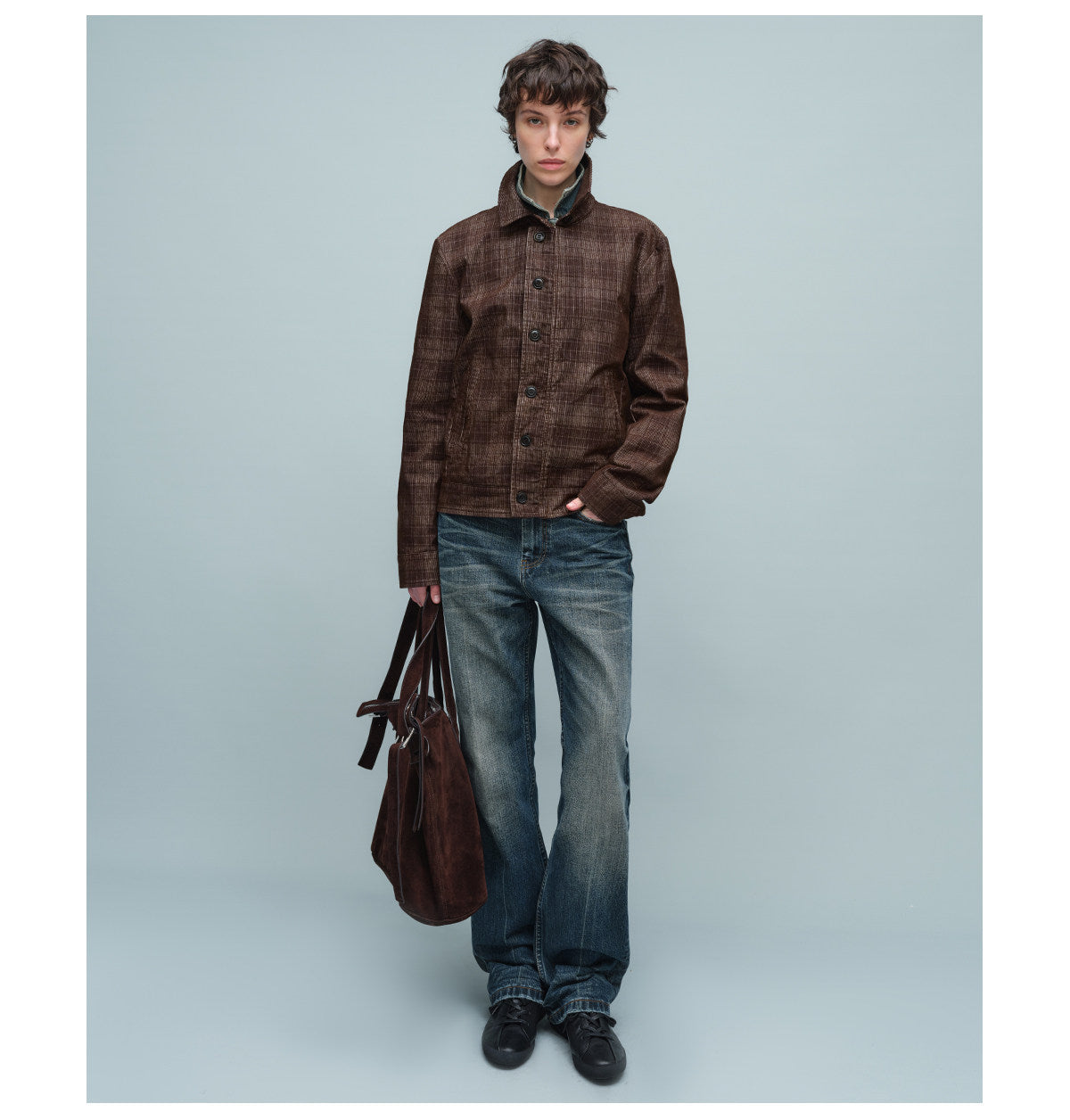 Checkered Corduroy Harrington Jacket