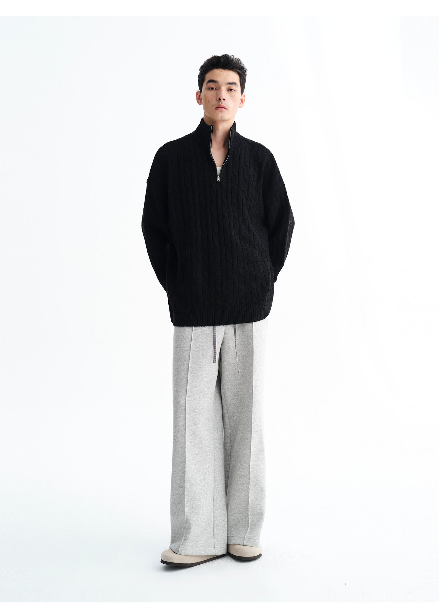 Loose-Fit Half-Zip Sweater