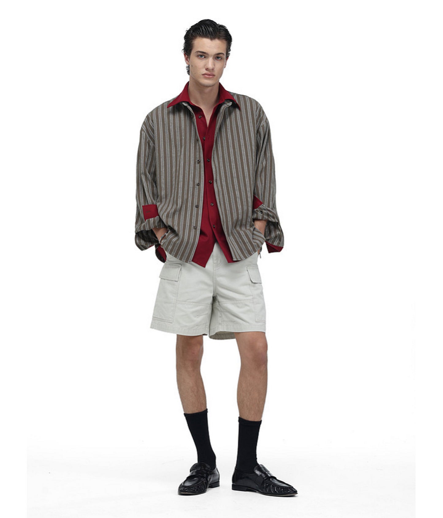 Color-Block Striped Jacquard Shirt