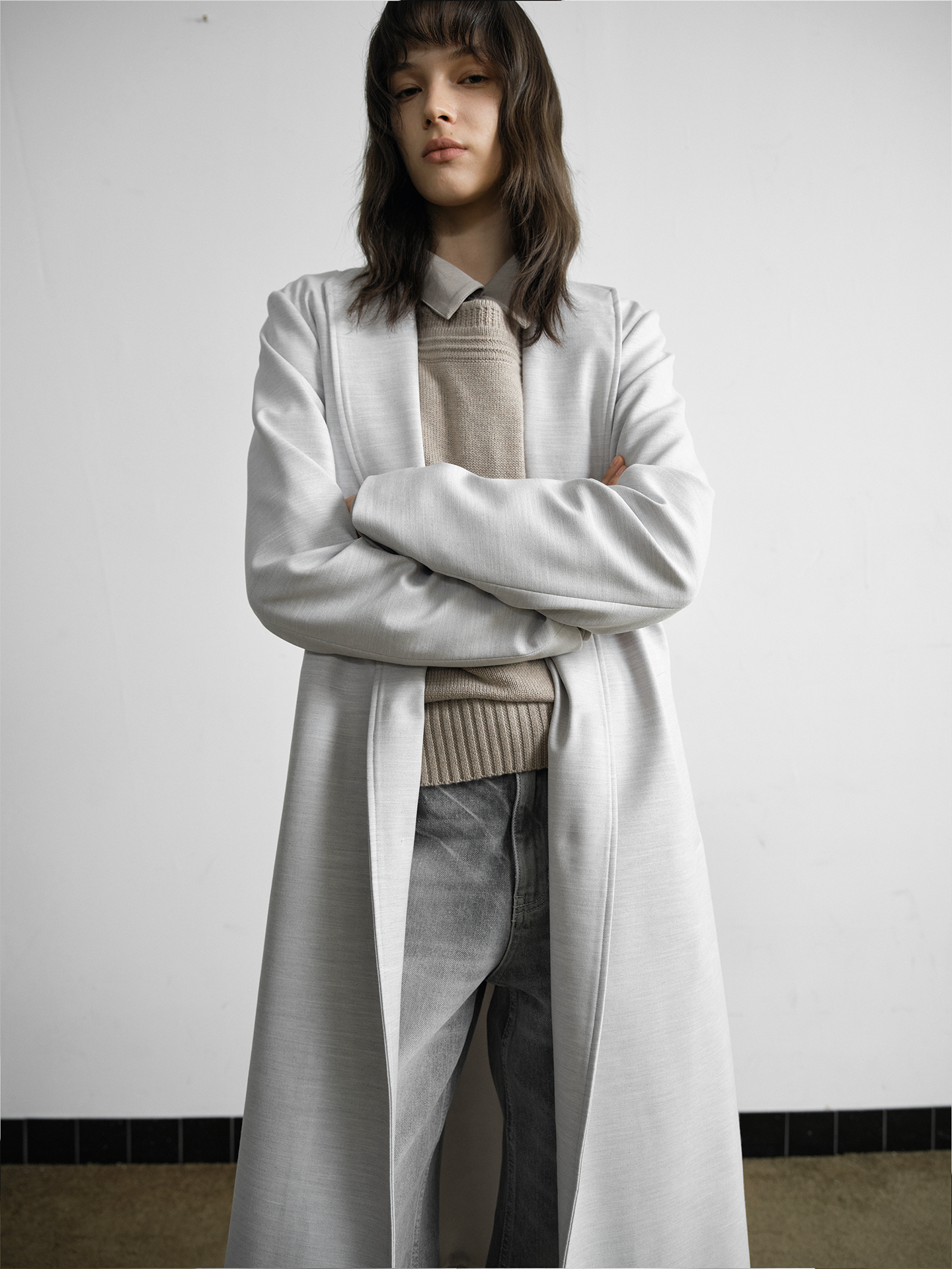 Back-Pleated Chesterfield Coat