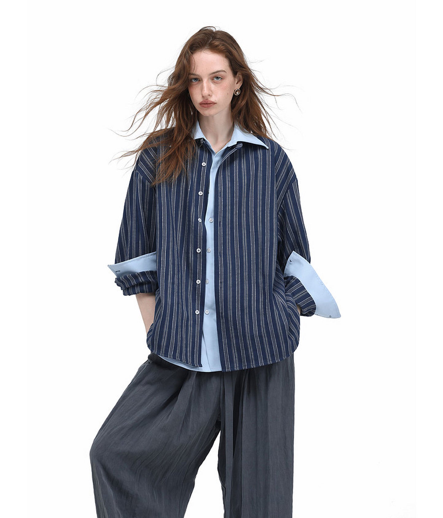 Color-Block Striped Jacquard Shirt