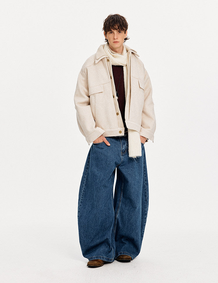 Double Collar Faux Two-Piece Jacket