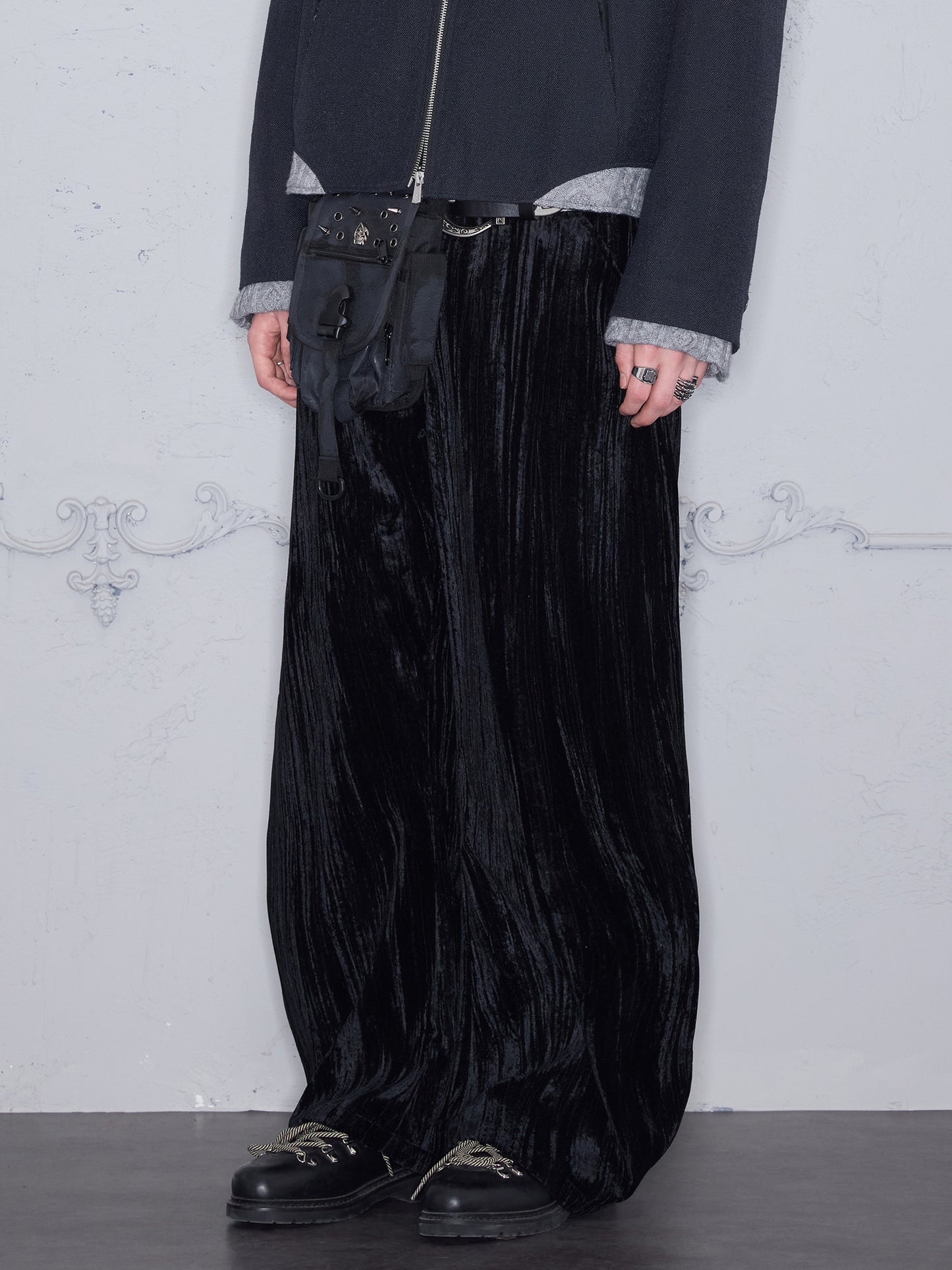 Pleated Velvet Casual Pants