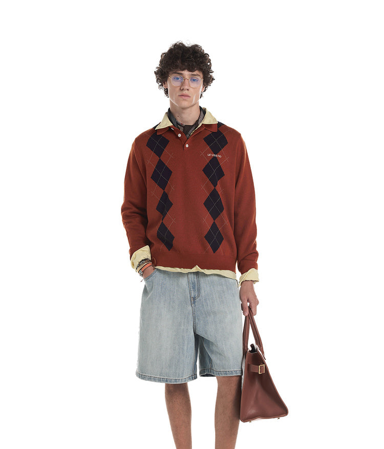 College Diamond Wool Polo Shirt